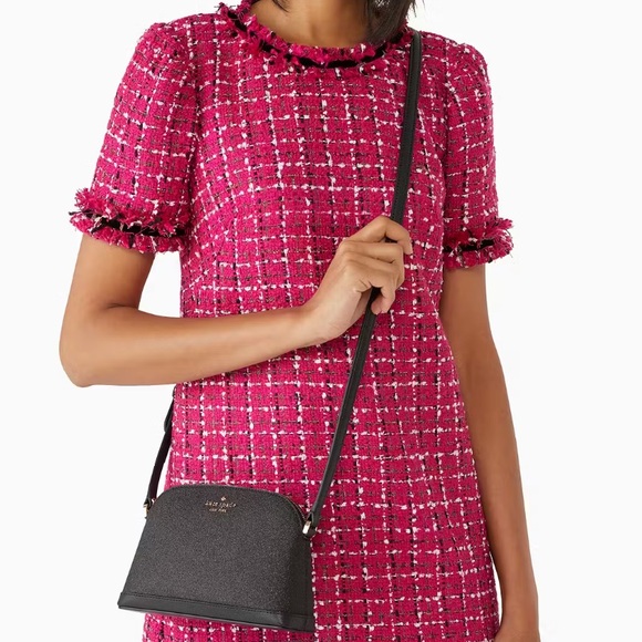 NWT Kate Spade Holiday Black Glitter Tinsel Small Dome Crossbody in - Picture 2 of 9